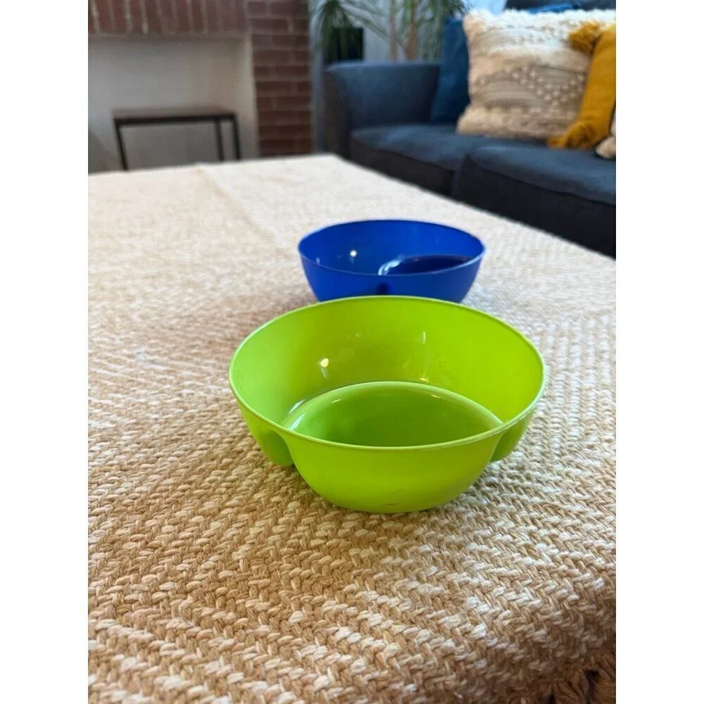 Set of 2 Divided Plastic Snack Bowls